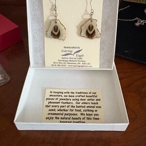 Natural Antler and Feather Earrings